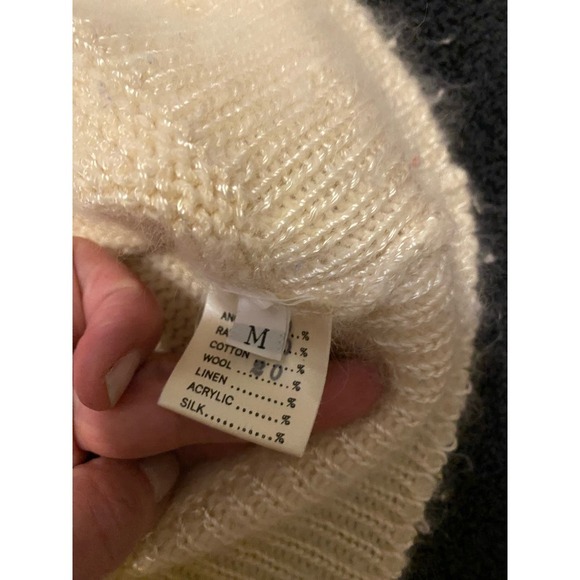 GRACE YOUNG CALIFORNIA VINTAGE ANGORA/WOOL BLEND IVORY SWEATER - SIZE M - FLAW - Picture 6 of 9